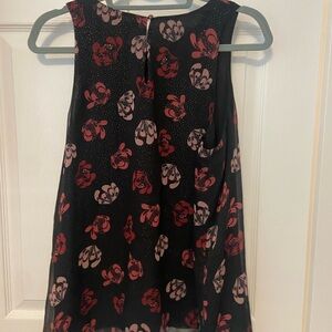 Floral Sleeveless Top - Black and Red